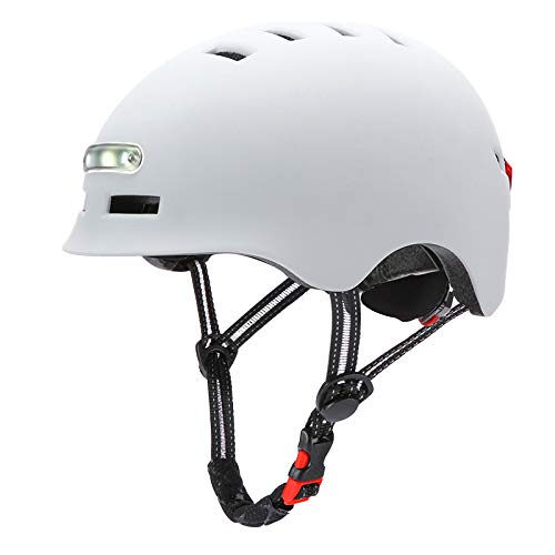 SCOOTISFACTION Casque intelligent avec lumière pour scooter électrique, vélo (blanc, taille S)